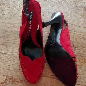 Via Spiga NWOT perfect red heart suede pumps